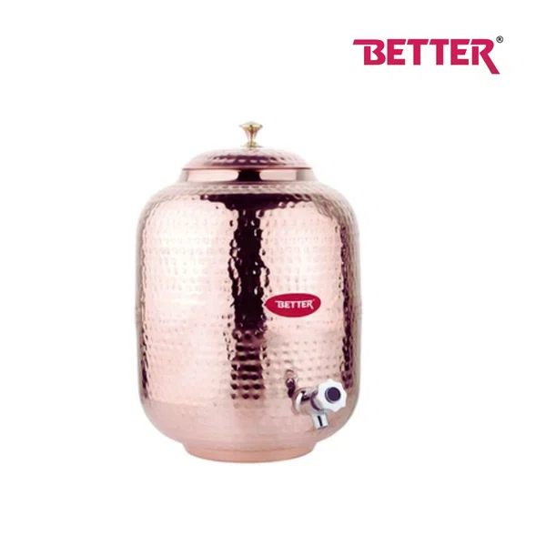 Better Ojas Copper Matka Jar -12 ltr, Pure Copper Construction, Stainless Steel Tap