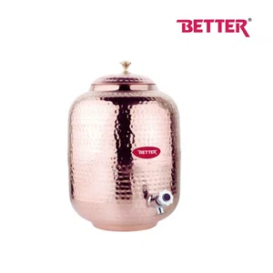 Better Ojas Copper Matka Jar -12 ltr, Pure Copper Construction, Stainless Steel Tap
