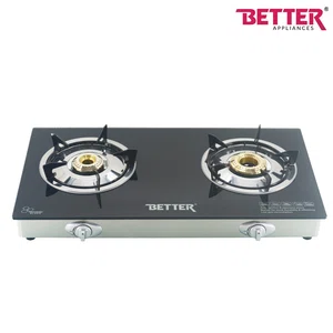 Better Aroma 2 LPG Gas Stove, Auto ignition, Glass Body & Steel Drip Tray, 2 High Power Burner