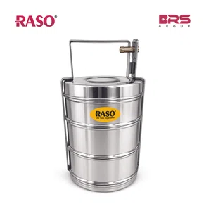 Raso Tiffin 10*3, Three Compartment, High Grade Steel, Rust Free, Dishwasher Safe, Foodsafe, Durable