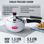 Better Steelux Triply Pressure Cooker 1.5 Ltr, Induction friendly, Great Heat Retention, Soft Touch Handle image 2