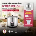 Better Steelon Regular Rice Cooker, Heat Proof Handle, Energy Saver, Automatic Control, Capacity 1.0Ltr image 2
