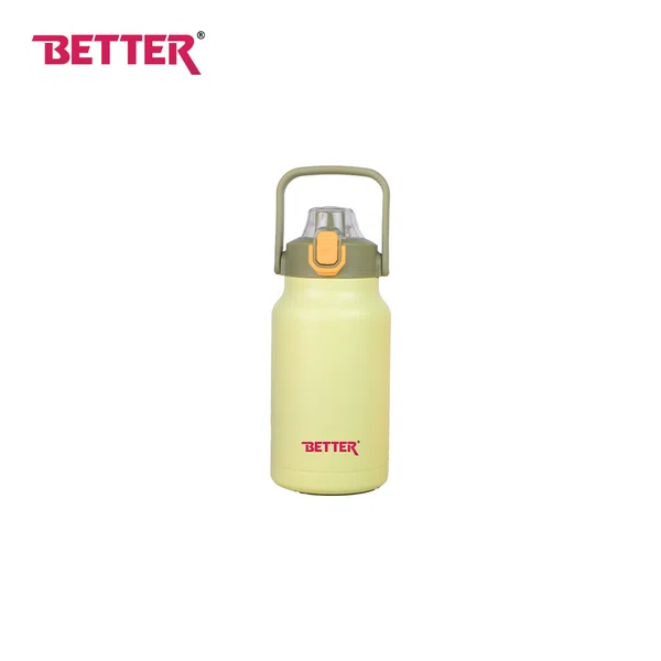 Better Mansion Water Bottle 1300ml, Mechanical Cap Lock with Sipper, Silicon Straw with Screw-on lid
