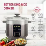 Better King Electric Rice Cooker 1.5 L, Steel Pot, Glass Lid, Cool Touch Handle, Over Heat Protection image 2