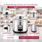 Better Steelon Regular Rice Cooker, Heat Proof Handle, Energy Saver, Automatic Control, Capacity 1.0Ltr image 3