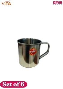 Surbhi Box Handle Mug 8", High Grade Steel, Elegant Mirror Finish, Corrosion Resistant, Dishwasher Safe