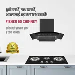 Better Fisher 90 Glasshood Chimney, 90 cm tempered glass, 3-speed touch and Motion Sensor, Metal blower image 3