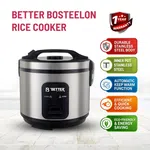 Better Bosteelon Rice Cooker 1.5 ltr, Stainless steel Inner Pot, Cool-touch handle, Copper cord with VDE plug - Available at AfnoBazar Nepal