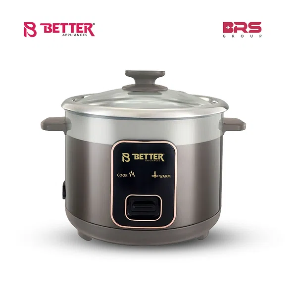 Better King Electric Rice Cooker 1.5 L, Steel Pot, Glass Lid, Cool Touch Handle, Over Heat Protection - Available at AfnoBazar Nepal
