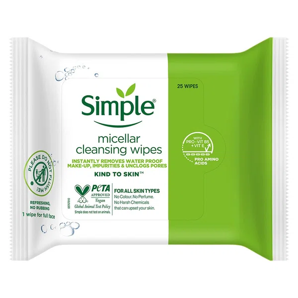 Simple Kind to Skin Facial Wipes 25 wipes - Available at AfnoBazar Nepal