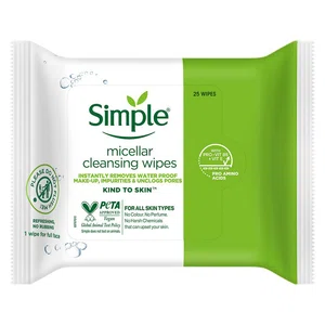 Simple Kind to Skin Facial Wipes 25 wipes - Available at AfnoBazar Nepal