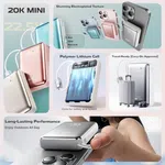 Ultima Boost 20K Mini 20000mAh Power Bank with Built-in Type-C and Lightning Cables, 22.5W - Available at AfnoBazar Nepal