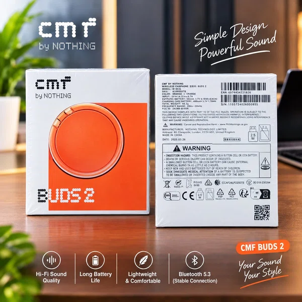 CMF by Nothing Buds 2 True Wireless Bluetooth Earbuds – Orange - Available at AfnoBazar Nepal