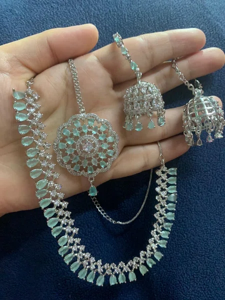 American Diamond Set (AD-020 mint) - Available at AfnoBazar Nepal