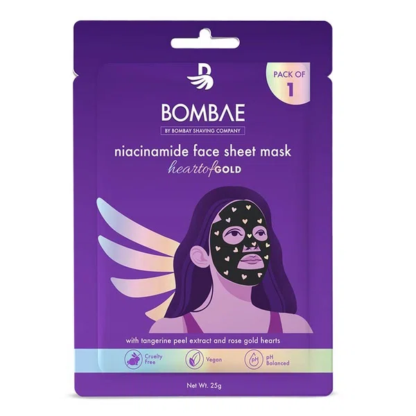 Bombay Shaving Company Niacinamide Golden Glow Face Sheet Mask 25g - Available at AfnoBazar Nepal
