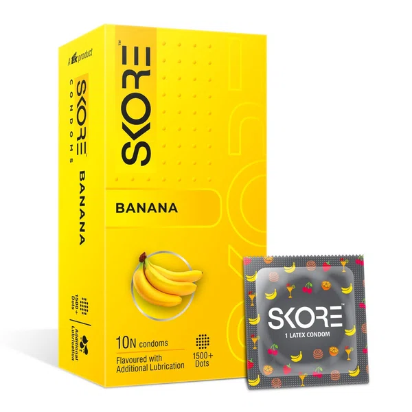 Skore Banana Flavoured Condoms, Pack of 10 - Available at AfnoBazar Nepal