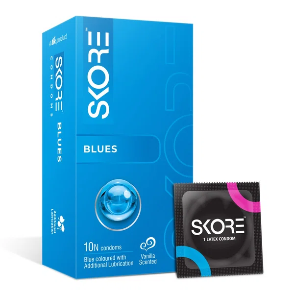 Skore Blues Condoms, Pack of 10 - Available at AfnoBazar Nepal