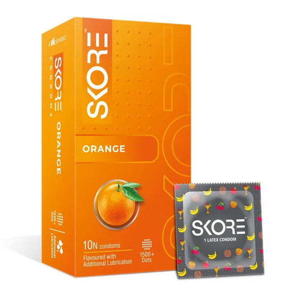 Skore Orange Flavoured Condoms, Pack of 10 - Available at AfnoBazar Nepal