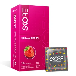 Skore Strawberry Flavoured Condoms, Pack of 10 - Available at AfnoBazar Nepal