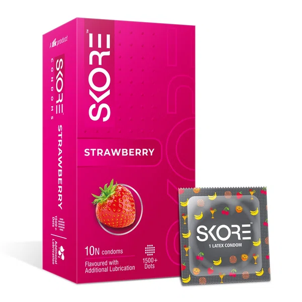 Skore Strawberry Flavoured Condoms, Pack of 3 - Available at AfnoBazar Nepal