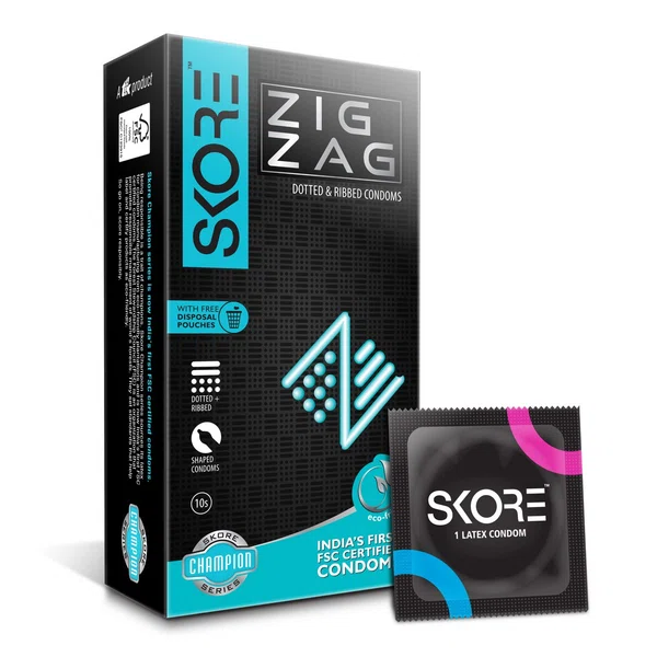 Skore Zigzag Condoms, Pack of 10 - Available at AfnoBazar Nepal