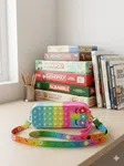 Rainbow Popit Pencil Box Pouch with Long Shoulder Strap -