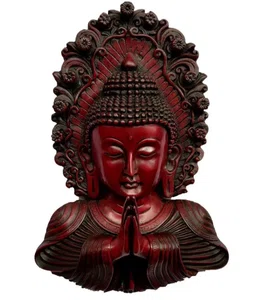 Handmade Red Buddha Wall Hanging Statue Zen Meditation Home Decor