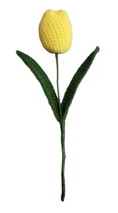 Crochet Yellow Tulip with Fine Leaf -1Pcs