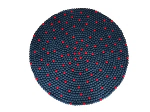 Handmade Navy Blue Felt Ball Carpet (100cm Round) - 100% Pure New Zealand Wool Rug