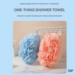 2-in-1 Bath Exfoliating Mitt Glove With Mesh Loofah Puff Body Scrubber Dead Skin Remover
