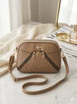 Women\'s Premium Quilted Crossbody Sling Bag - Multi-Zipper PU Leather Shoulder Handbag & Small Casual Travel Purse for Girls
