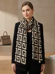 Quecy Women Printed Silk Satin Scarf | Black Printed Stylish Modern Design Stole For Women Rectangle | 180*85 CM