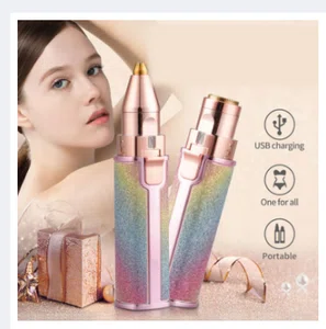 2 In 1 Electric Eyebrow Trimmer & Painless Facial Hair Remover For Women – Rainbow Glitter Finish