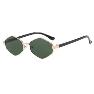 Oudi Premium UV Protected Lens Black Metal Full Rim Sunglasses for Women Gold-Dark Green