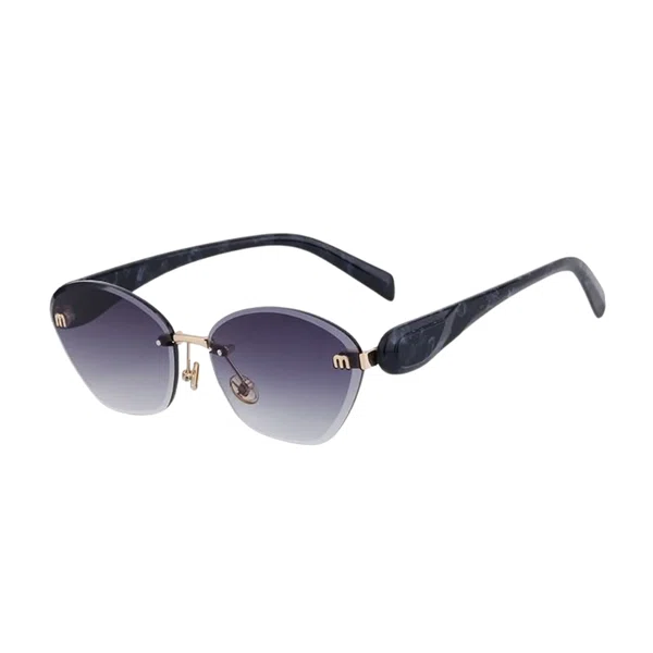 Oudi Premium UV Protected Lens Black Polycarbonate Rimless Sunglasses for Women Black-Grey