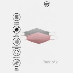 Zivame 3 Layer Anti-Microbial Copper Infused KN99 Face Mask With Inbuilt Filter (Pack Of 2) - Pink Grey