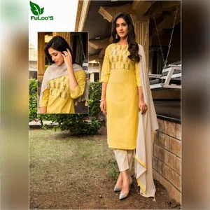 FuLoo's Enhance Pure Cotton Designer Kurti in 3 set #02