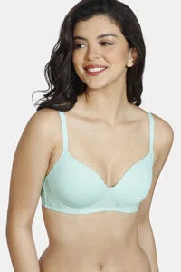 Zivame Padded Non Wired 3/4th Coverage T-Shirt Bra - Green