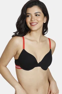 Zivame Padded Regular Wired 3/4th Coverage T-shirt Bra - Black