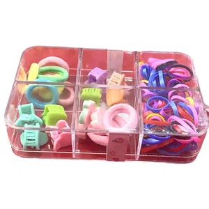 Clear Box Multi Color Hair Band And Clip 1Packet