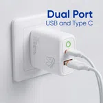 Elephu ep-35D Charger with cable| 35 watt super fast charger| Dual Port PD Type C and USB| With Fast USB To Type C Cable| Led Indicator