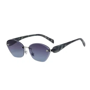 Oudi Premium UV Protected Lens Grey Polycarbonate Rimless Sunglasses for Women Black-Grey