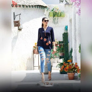 Fuloo Glazier Rayon tops with Embroidery for Women# 1031