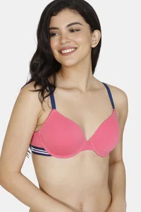Zivame Padded Regular Wired 3/4th Coverage T-shirt Bra - Pink