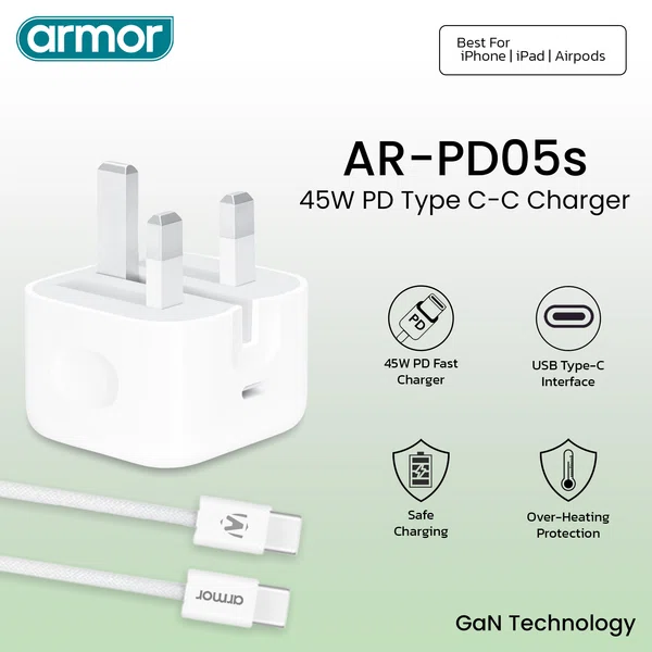 100% Original Armor AR-PD05s โ 45W GaN PD Type-C Charger
