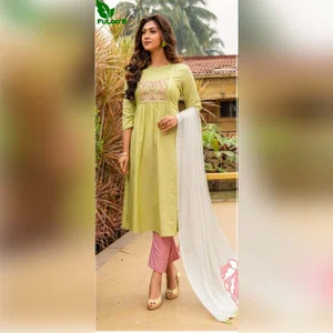 FuLoo's Seashore Pure Cotton Designer Kurti in 3 set #04