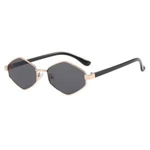 Oudi Premium UV Protected Lens Black Metal Full Rim Sunglasses for Women Gold-Grey