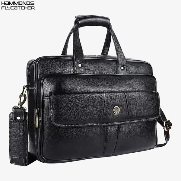 Hammonds Flycatcher Leather Black Laptop Bag for 15.6" Laptop