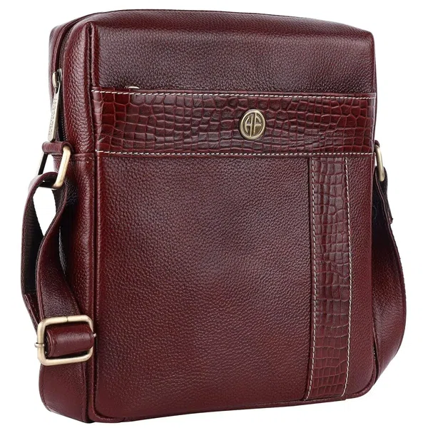 HAMMONDS Flycatcher Genuine Leather Sling Bag, Stylish and Spacious Side Bag, Crossbody Bag for Daily Use, Travel, Adjustable Strap, 1 Year Warranty - Brown