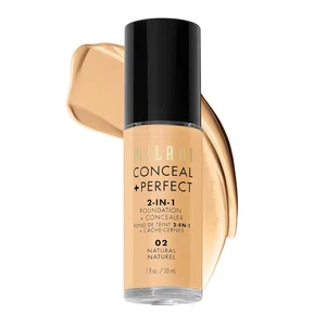 Milani Conceal + Perfect 2-in-1 Foundation + Concealer (30ml) - 02 Natural - Waterproof & Sweatproof Full Coverage